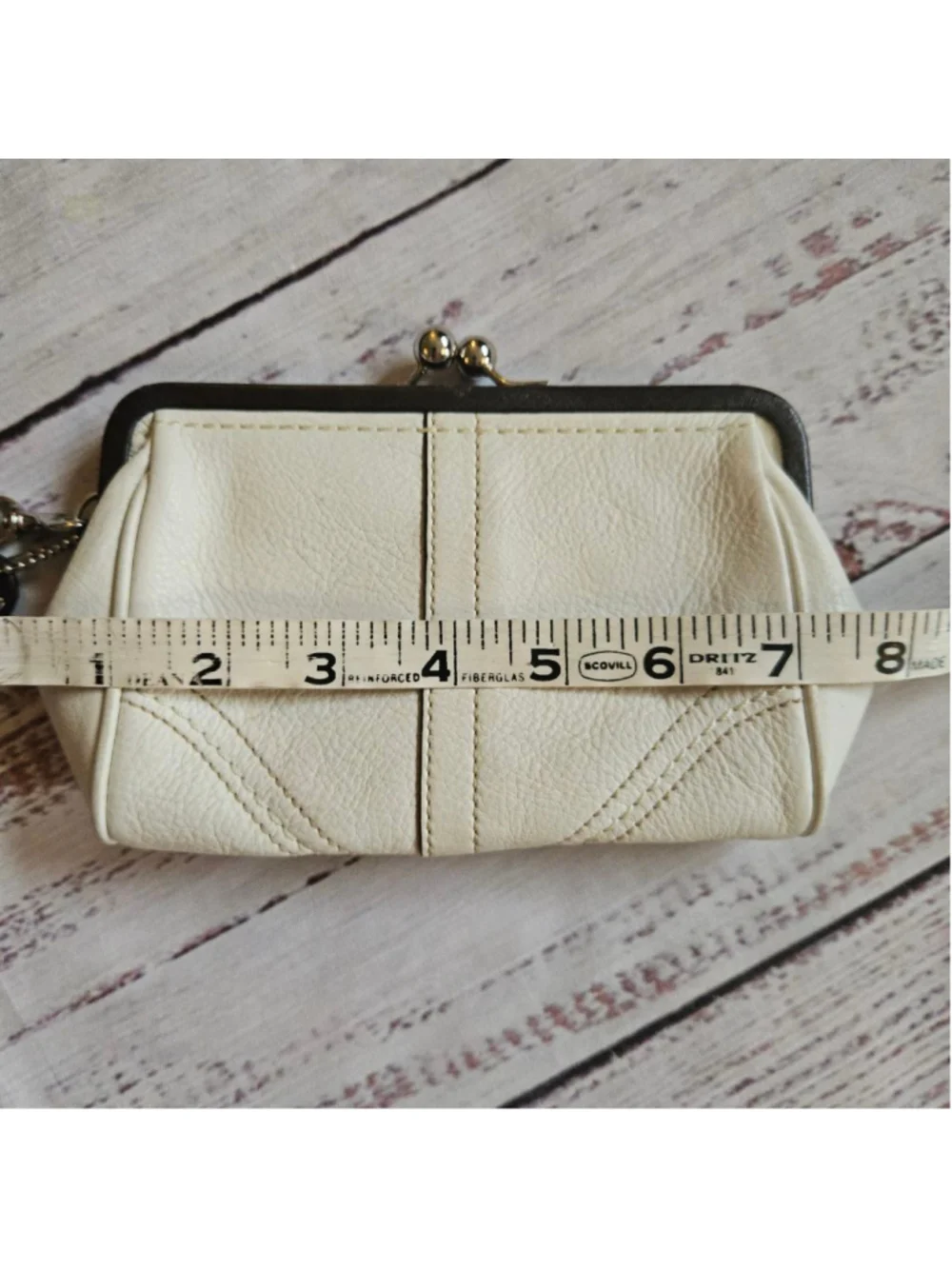 Vintage Coach SoHo Kiss Lock Beige White Leather Wristlet - Picture 5 of 6